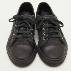 Pre Owned Gucci Size 39 Black GG Canvas and Leather Low Top Sneakers