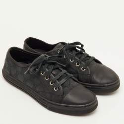 Pre Owned Gucci Size 39 Black GG Canvas and Leather Low Top Sneakers