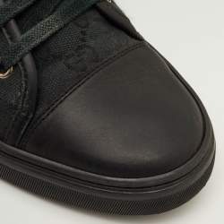 Pre Owned Gucci Size 39 Black GG Canvas and Leather Low Top Sneakers