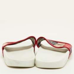 Pre Owned Gucci Size 39 Red Canvas and Leather Logo Pool Slide Sandals