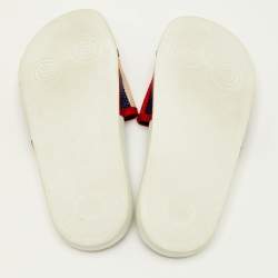 Pre Owned Gucci Size 39 Red Canvas and Leather Logo Pool Slide Sandals