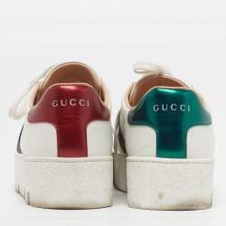 Pre Owned Gucci Ace Size 39 White Leather Platform Low Top Sneakers