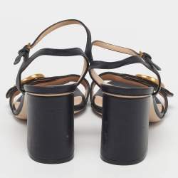 Pre Owned صندل غوتشي جي جي مارمونت سير للكاحل جلد أسود مقاس 38