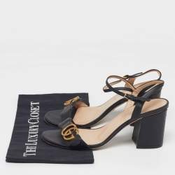 Pre Owned صندل غوتشي جي جي مارمونت سير للكاحل جلد أسود مقاس 38