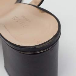 Pre Owned Gucci GG Marmont Size 40.5 Black Leather Block Heel Ankle Strap Sandals