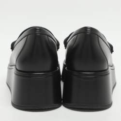 Pre Owned Gucci Jordaan Size 37 Black Leather Platform Loafers