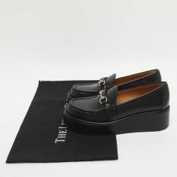 Pre Owned Gucci Jordaan Size 37 Black Leather Platform Loafers