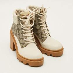 مملوكة مسبقًا حذاء بوت كاحل غوتشي صوف جي جي بيج مقاس 36