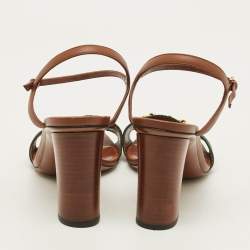 Pre Owned Gucci Horsebit Size 40 Brown Leather Ankle Strap Sandals