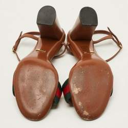 Pre Owned Gucci Horsebit Size 40 Brown Leather Ankle Strap Sandals