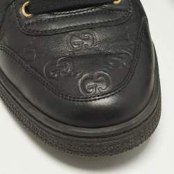 Pre Owned Gucci Guccissima Size 37 Black Cada Fur and Leather High Top Sneakers
