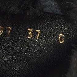 Pre Owned Gucci Guccissima Size 37 Black Cada Fur and Leather High Top Sneakers