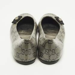 مملوكة مسبقًا حذاء باليرينا فلات غوتشي قماش مطلي مونوجرام GG رمادي مقاس 38