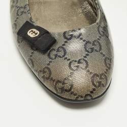 مملوكة مسبقًا حذاء باليرينا فلات غوتشي قماش مطلي مونوجرام GG رمادي مقاس 38