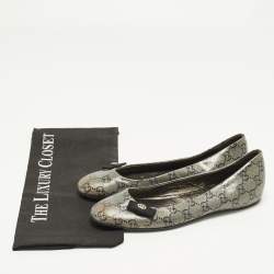 مملوكة مسبقًا حذاء باليرينا فلات غوتشي قماش مطلي مونوجرام GG رمادي مقاس 38