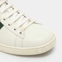 Pre Owned Gucci Ace Bee Embroidered Size 37 White Leather Low Top Sneakers