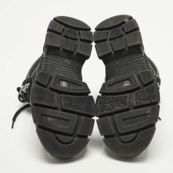 Pre Owned Gucci Flashtrek Size 35 Black Leather Suede Ankle Length Boots