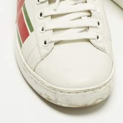 Pre Owned Gucci Ace Size 37 White Leather Lace Up Sneakers