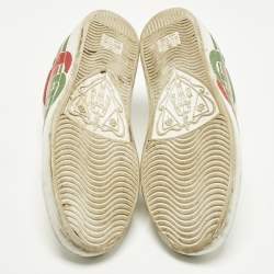 Pre Owned Gucci Ace Size 37 White Leather Lace Up Sneakers