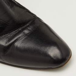 Pre Owned Gucci Size 38.5 Black Leather Buckle Detail Ankle Length Boots