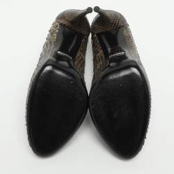 Pre Owned Gucci Size 38 Olive Green Python Pumps