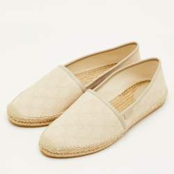 Pre Owned حذاء إسبادريل فلات غوتشي كانفاس وجلدي GG كريمي مقاس 41.5