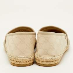 Pre Owned حذاء إسبادريل فلات غوتشي كانفاس وجلدي GG كريمي مقاس 41.5