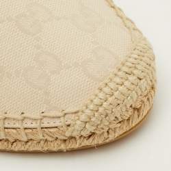 Pre Owned حذاء إسبادريل فلات غوتشي كانفاس وجلدي GG كريمي مقاس 41.5