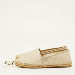 Pre Owned حذاء إسبادريل فلات غوتشي كانفاس وجلدي GG كريمي مقاس 41.5