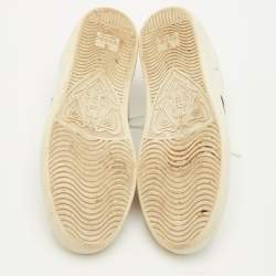 Pre Owned Gucci Ace Bee Embroidered Size 36.5 White Leather Low Top Sneakers