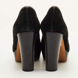 Pre Owned Gucci Hysteria Logo Size 37.5 Black Suede Platform Pumps