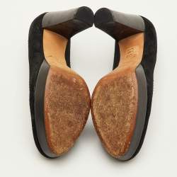 Pre Owned Gucci Hysteria Logo Size 37.5 Black Suede Platform Pumps