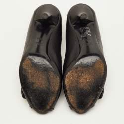 Pre Owned Gucci Horsebit Size 35.5 Black Leather Peep Toe Pumps