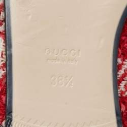 Pre Owned Gucci Princetown Size 38.5 Red/White Tweed Horsebit Mules