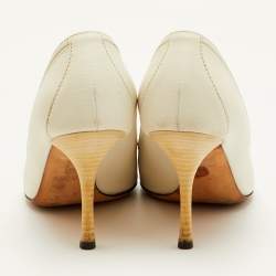 Pre Owned Gucci Horsebit Size 39 White Leather Peep Toe Pumps