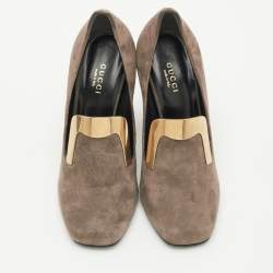 Pre Owned Gucci Size 37 Brown Suede Loafer Pumps