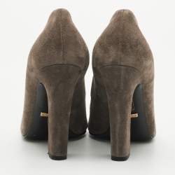 Pre Owned Gucci Size 37 Brown Suede Loafer Pumps