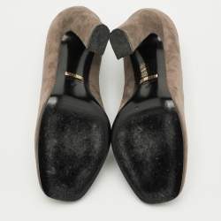 Pre Owned Gucci Size 37 Brown Suede Loafer Pumps