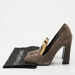 Pre Owned Gucci Size 37 Brown Suede Loafer Pumps