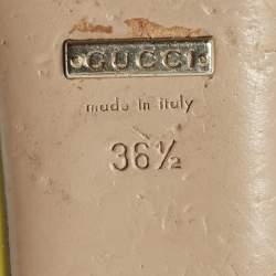 Pre Owned Gucci Horsebit Size 36.5 Yellow Patent Leather Peep Toe Ballet Flats