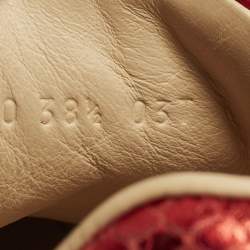 Pre Owned Gucci Ace Web Size 38.5 Beige/Brown GG Coated Canvas and Python Embossed Lace Up Sneakers