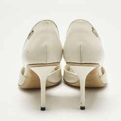 Pre Owned Gucci Size 38.5 Cream Leather Open Toe D'orsay Pumps