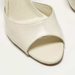 Pre Owned Gucci Size 38.5 Cream Leather Open Toe D'orsay Pumps