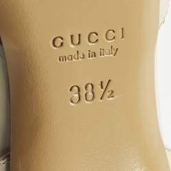 Pre Owned Gucci Size 38.5 Cream Leather Open Toe D'orsay Pumps