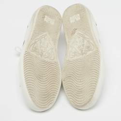 مملوكة مسبقًا حذاء رياضي غوتشي أربطة تفاصيل قلب ويب Ace جلد أبيض مقاس 35.5