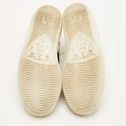 Pre Owned Gucci Ace Web Size 35.5 White Leather Metallic Stars Low Top Sneakers