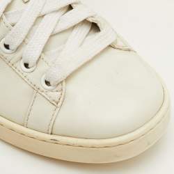 Pre Owned Gucci Ace Web Size 36 White Leather Bee Embroidered Low Top Sneakers