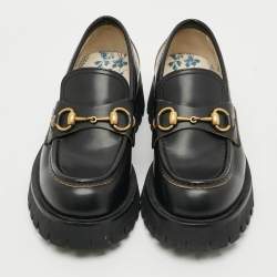 Pre Owned Gucci Horsebit Size 38 Black Leather Loafers