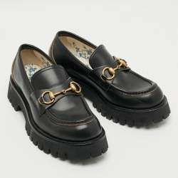 Pre Owned Gucci Horsebit Size 38 Black Leather Loafers