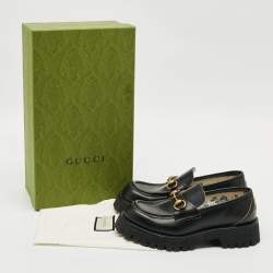 Pre Owned Gucci Horsebit Size 38 Black Leather Loafers